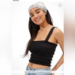American Eagle Cropped Smocked Tank Top